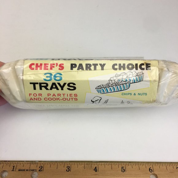 Vtg 1963 Chefs Party Choice Hot Dog Tray Fluted Paper White Prop Collector Rare - Picture 4 of 11